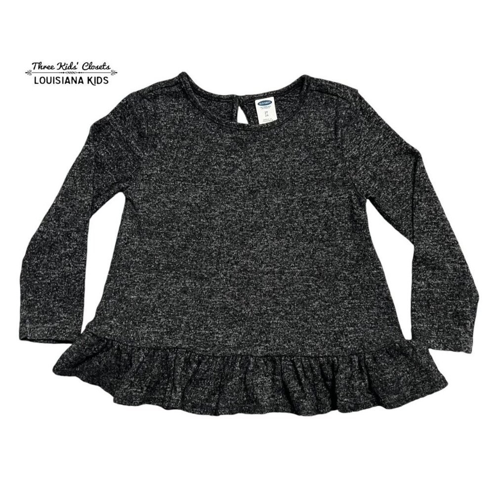 Old Navy 2T Black Softspun Peplum Top